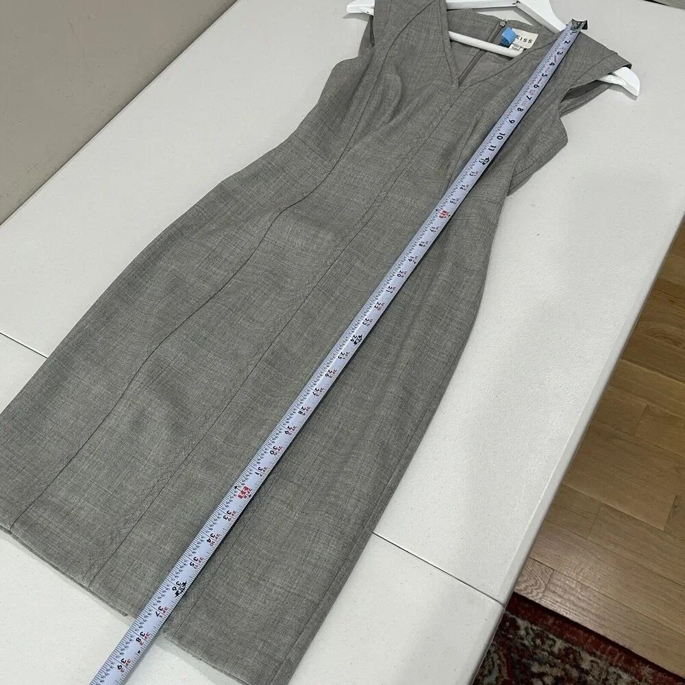Reiss Rimini Tailored‎ Sheath Dress Womens 0 Gray Wool Blend Office Career Work